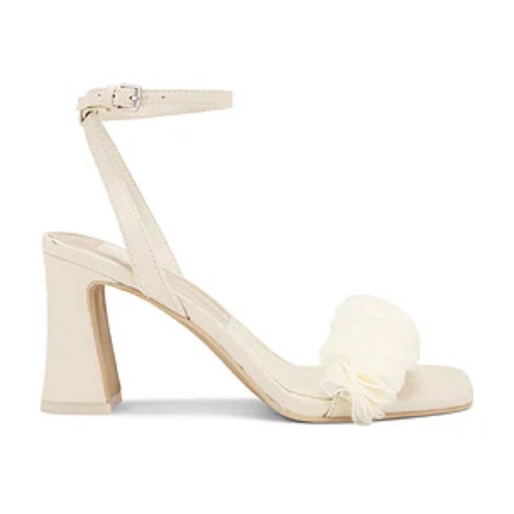 NWOT Dolce Vita Cream Ruffle Ankle-Strap Block Heel Sandals - Picture 2 of 15